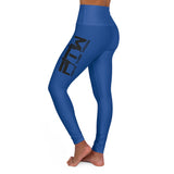 Blue Prove Them Wrong High Waisted Leggings With Black Logo (Non Embroidered)