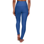 Blue Prove Them Wrong High Waisted Leggings With Black Logo (Non Embroidered)