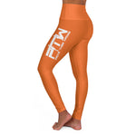 Orange Prove Them Wrong High Waisted Leggings With White Logo (Non Embroidered)