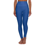 Blue Prove Them Wrong High Waisted Leggings With White Logo (Non Embroidered)