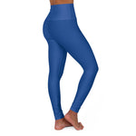 Blue Prove Them Wrong High Waisted Leggings With Black Logo (Non Embroidered)