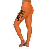 Orange Prove Them Wrong High Waisted Leggings With Black Logo (Non Embroidered)