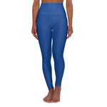 Blue Prove Them Wrong High Waisted Leggings With Black Logo (Non Embroidered)