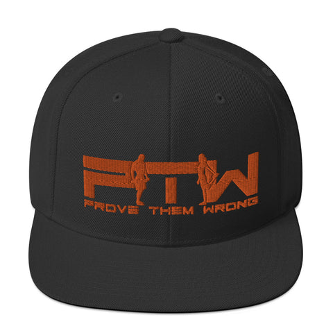 Prove Them Wrong Snapback Hat With Orange Logo (Multiple Hat Colors/Embroidered)