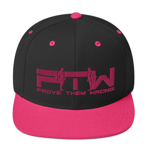 Prove Them Wrong Snapback Hat With PInk Logo (Multiple Hat Colors/Embroidered)