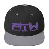 Prove Them Wrong Snapback Hat With Purple Logo (Multiple Hat Colors/Embroidered)