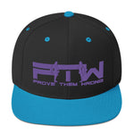 Prove Them Wrong Snapback Hat With Purple Logo (Multiple Hat Colors/Embroidered)