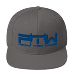 Prove Them Wrong Snapback Hat With Blue Logo (Multiple Hat Colors/Embroidered)