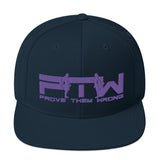 Prove Them Wrong Snapback Hat With Purple Logo (Multiple Hat Colors/Embroidered)