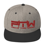 Prove Them Wrong Snapback Hat With Red Logo (Multiple Hat Colors/Embroidered)