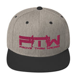 Prove Them Wrong Snapback Hat With PInk Logo (Multiple Hat Colors/Embroidered)