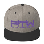 Prove Them Wrong Snapback Hat With Purple Logo (Multiple Hat Colors/Embroidered)