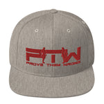 Prove Them Wrong Snapback Hat With Red Logo (Multiple Hat Colors/Embroidered)