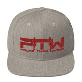 Prove Them Wrong Snapback Hat With Red Logo (Multiple Hat Colors/Embroidered)