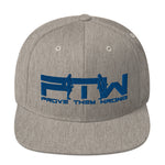 Prove Them Wrong Snapback Hat With Blue Logo (Multiple Hat Colors/Embroidered)