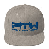 Prove Them Wrong Snapback Hat With Blue Logo (Multiple Hat Colors/Embroidered)