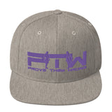 Prove Them Wrong Snapback Hat With Purple Logo (Multiple Hat Colors/Embroidered)