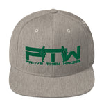 Prove Them Wrong Snapback Hat With Green Logo (Multiple Hat Colors/Embroidered)