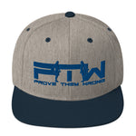 Prove Them Wrong Snapback Hat With Blue Logo (Multiple Hat Colors/Embroidered)