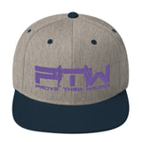 Prove Them Wrong Snapback Hat With Purple Logo (Multiple Hat Colors/Embroidered)