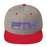 Prove Them Wrong Snapback Hat With Purple Logo (Multiple Hat Colors/Embroidered)