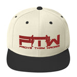 Prove Them Wrong Snapback Hat With Red Logo (Multiple Hat Colors/Embroidered)