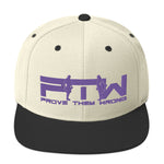 Prove Them Wrong Snapback Hat With Purple Logo (Multiple Hat Colors/Embroidered)