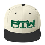 Prove Them Wrong Snapback Hat With Green Logo (Multiple Hat Colors/Embroidered)