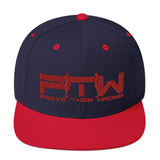 Prove Them Wrong Snapback Hat With Red Logo (Multiple Hat Colors/Embroidered)