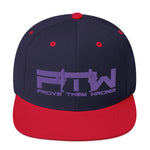 Prove Them Wrong Snapback Hat With Purple Logo (Multiple Hat Colors/Embroidered)