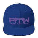 Prove Them Wrong Snapback Hat With Purple Logo (Multiple Hat Colors/Embroidered)