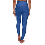 Blue Prove Them Wrong High Waisted Leggings With White Logo (Non Embroidered)