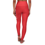 Red Prove Them Wrong High Waisted Leggings With White Logo (Non Embroidered)