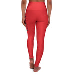 Red Prove Them Wrong High Waisted Leggings With Black Logo (Non Embroidered)